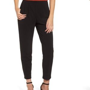 LEITH Pleat Front Pull On Trousers- Black